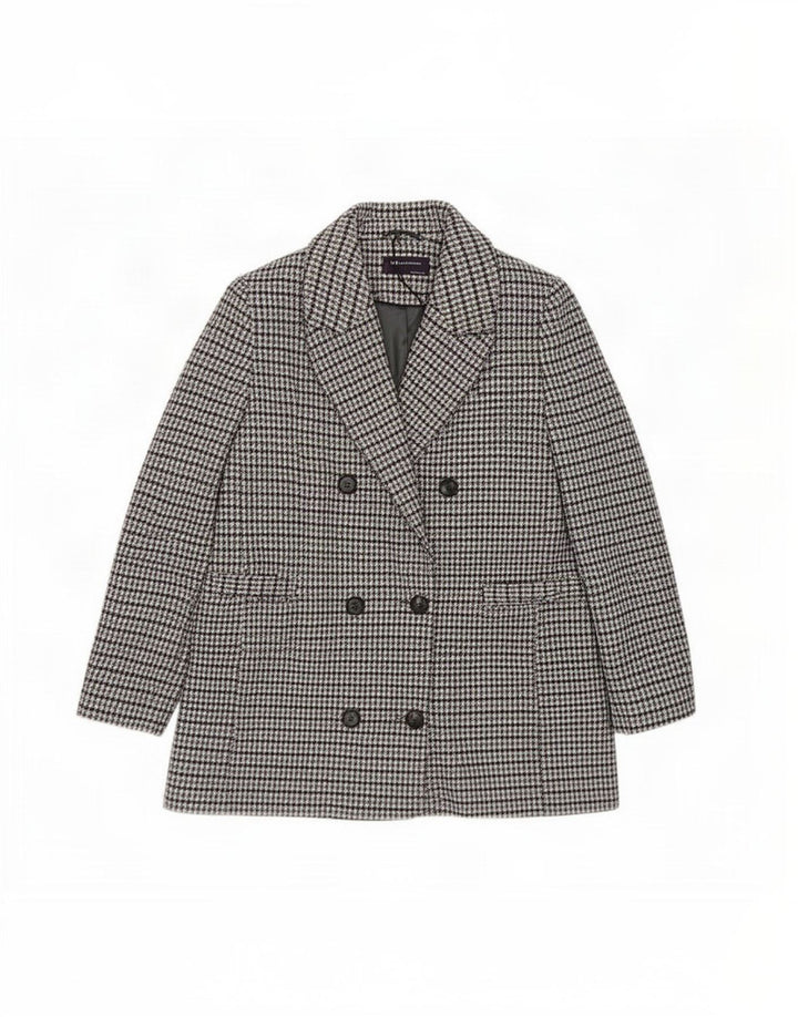 Marks & Spencer Damski płaszcz dwurzędowy UK 18 XL w szarą pepitkę