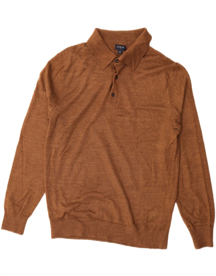 J. CREW Męski sweter polo ze średnim brązowym akrylem