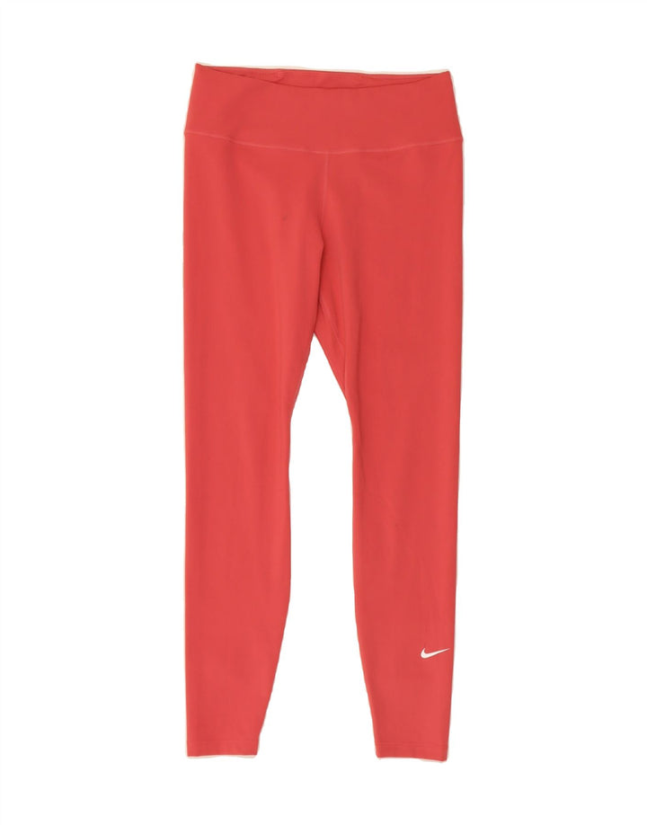 NIKE Womens Dri Fit Leggings UK 14 Medium  Red Polyester Vintage Nike and Second-Hand Nike from Messina Hembry 