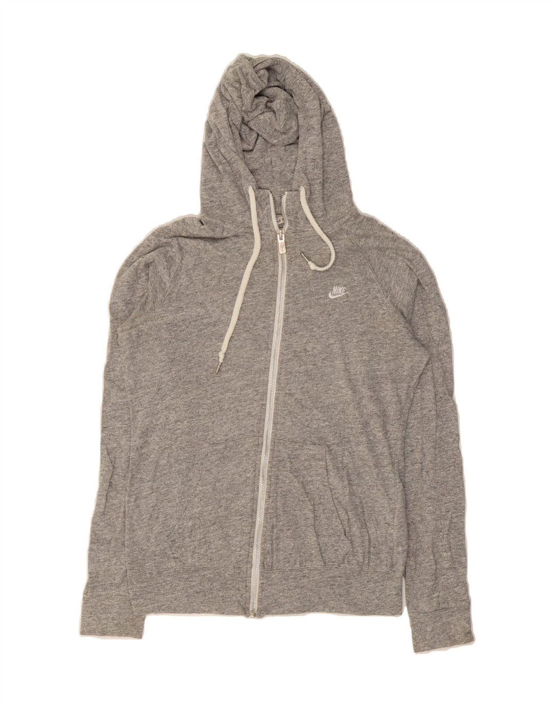 NIKE Womens Zip Hoodie Sweater UK 14 Medium Grey Cotton Vintage Nike and Second-Hand Nike from Messina Hembry 