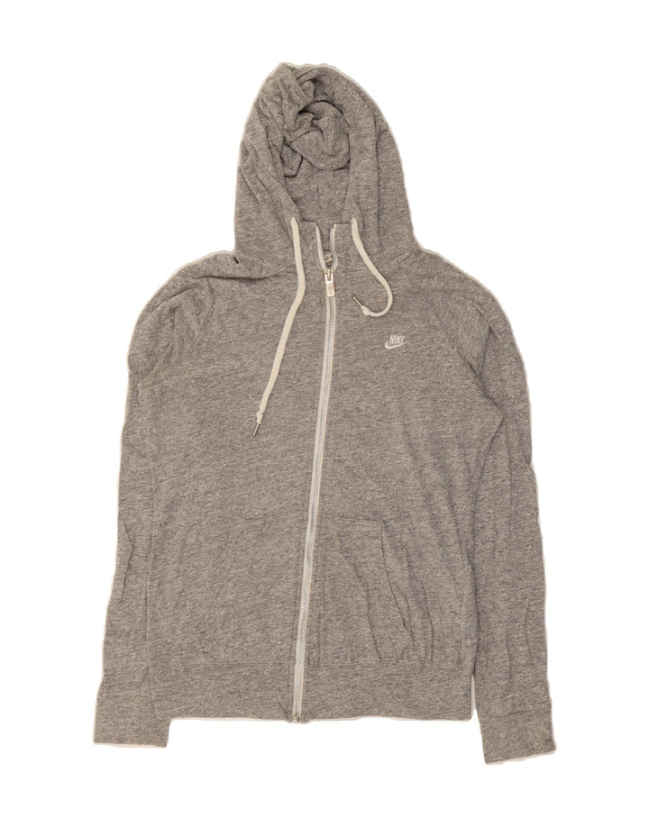 NIKE Womens Zip Hoodie Sweater UK 14 Medium Grey Cotton Vintage Nike and Second-Hand Nike from Messina Hembry 