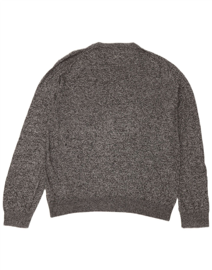 MARKS & SPENCER Męski sweter z okrągłym dekoltem, duży, szary, nakrapiany