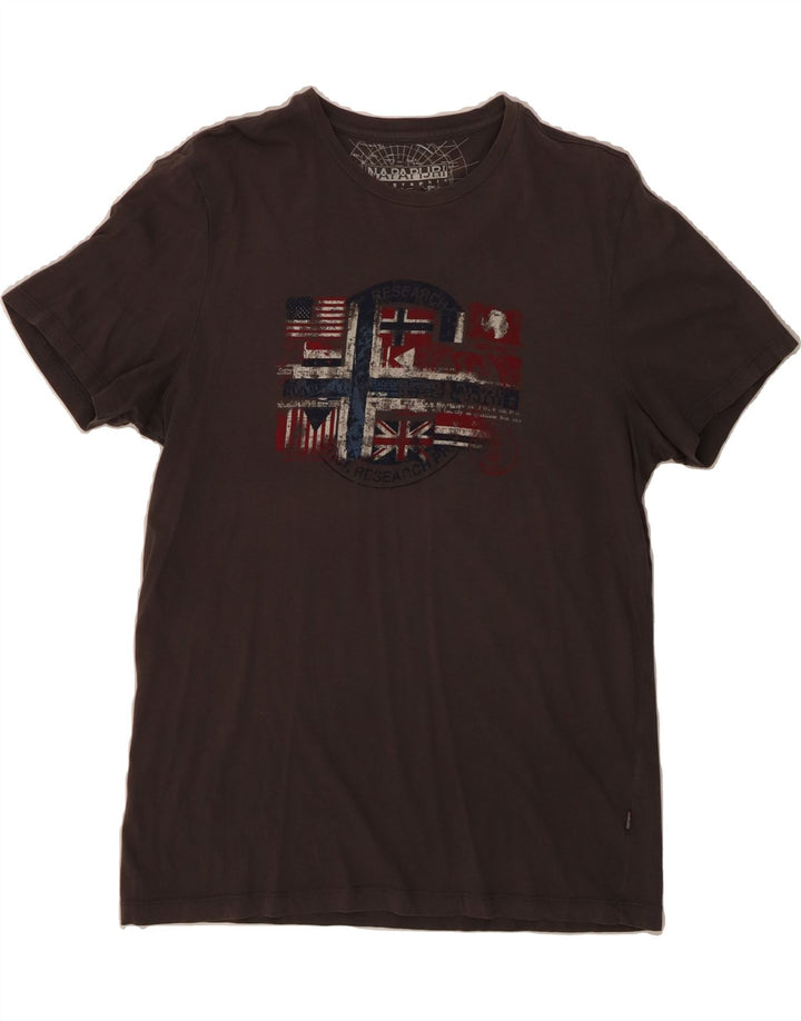 NAPAPIJRI Mens Graphic T-Shirt Top Large Grey Vintage Napapijri and Second-Hand Napapijri from Messina Hembry 