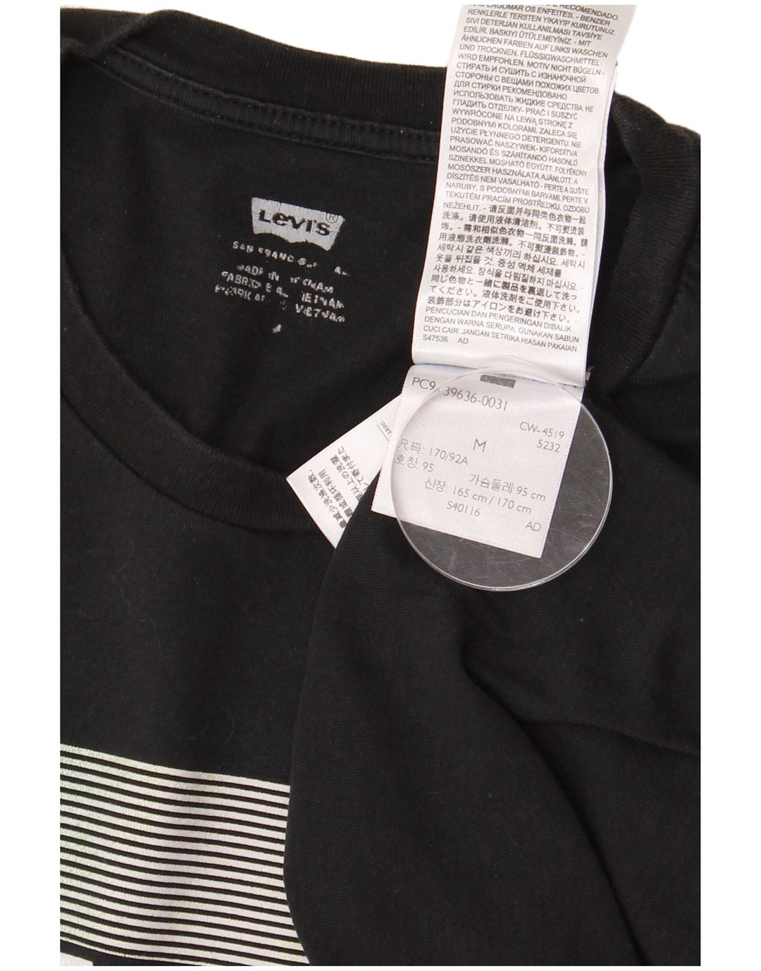 Męska koszulka z grafiką Levi's, średnia czarna bawełna