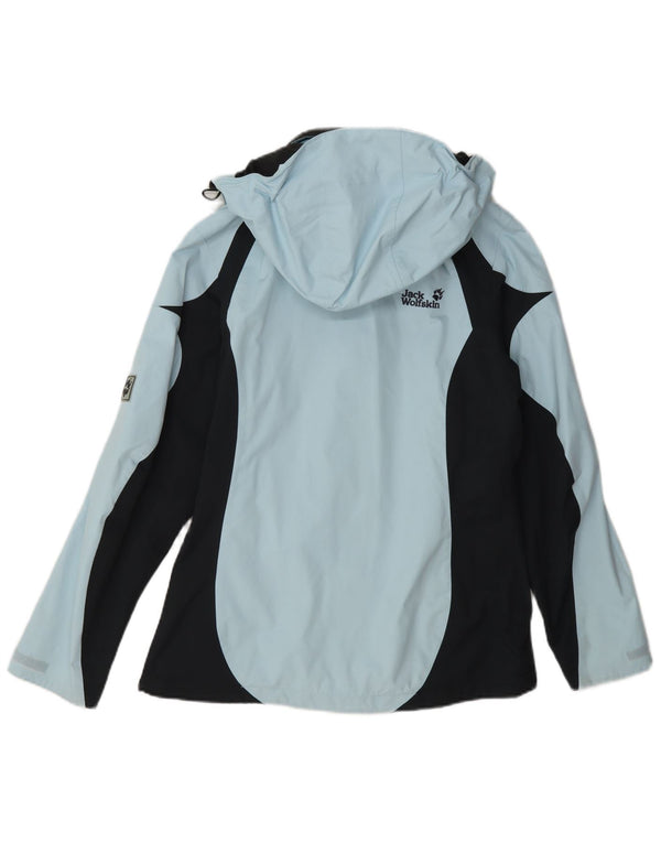 Damska kurtka przeciwdeszczowa z kapturem Jack Wolfskin UK 10 Small Blue Colorblock