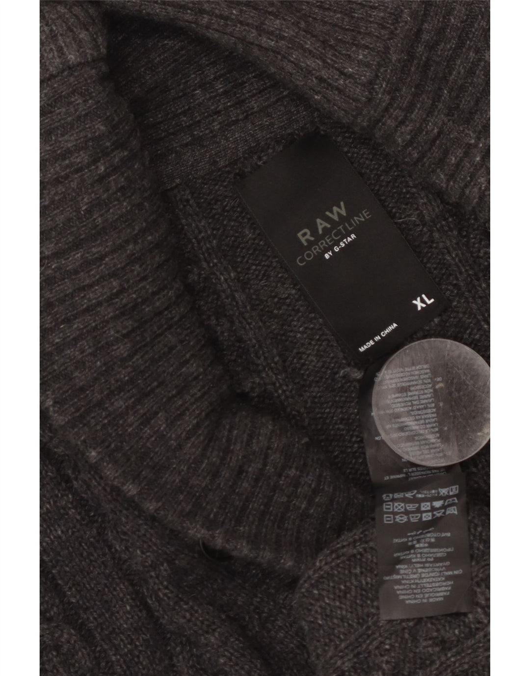 Męski sweter rozpinany G-Star XL, szara wełna owcza