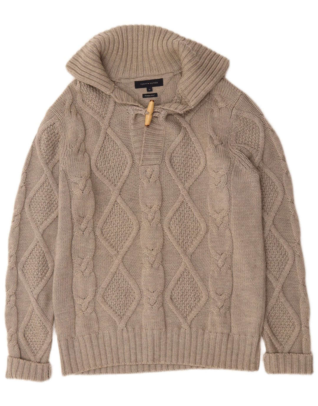 Męski sweter polo Tommy Hilfiger ze średniej szarej wełny