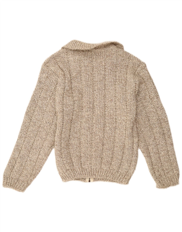 Sweter damski w stylu vintage, UK 14, średni brązowy, wełniany nakrapiany