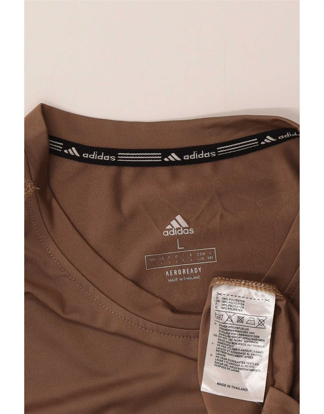 Męska koszulka Adidas Aeroready z grafiką, duża, brązowa, poliestrowa