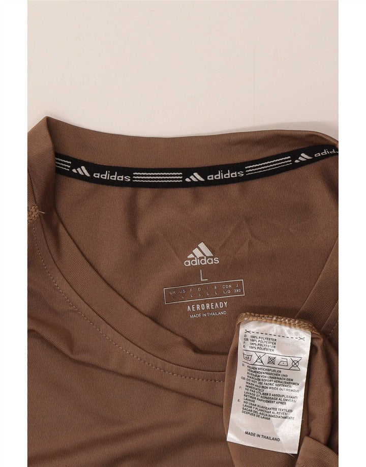 Męska koszulka Adidas Aeroready z grafiką, duża, brązowa, poliestrowa