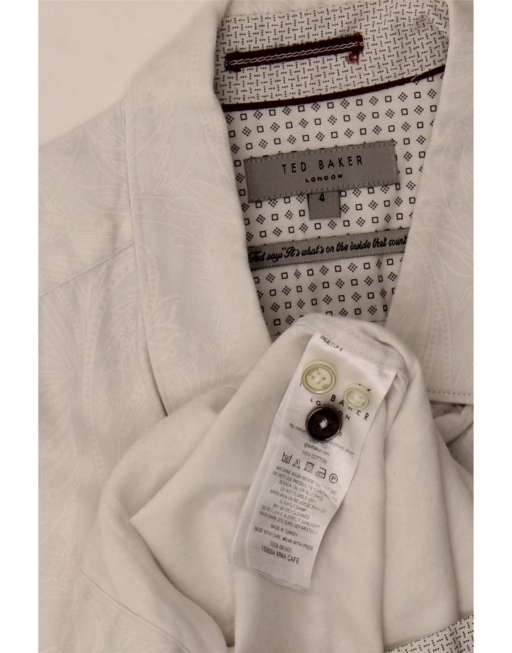 Koszula męska Ted Baker, rozmiar 4, duża, biała, bawełniana paisley
