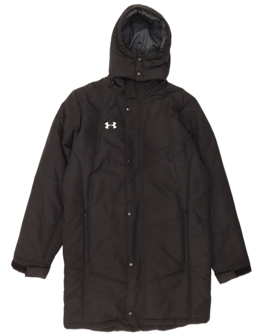 Męski ocieplany płaszcz z kapturem Under Armour Cold Gear UK 38, średni czarny poliester