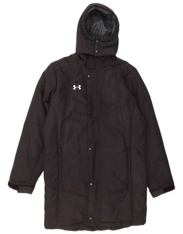 Męski ocieplany płaszcz z kapturem Under Armour Cold Gear UK 38, średni czarny poliester