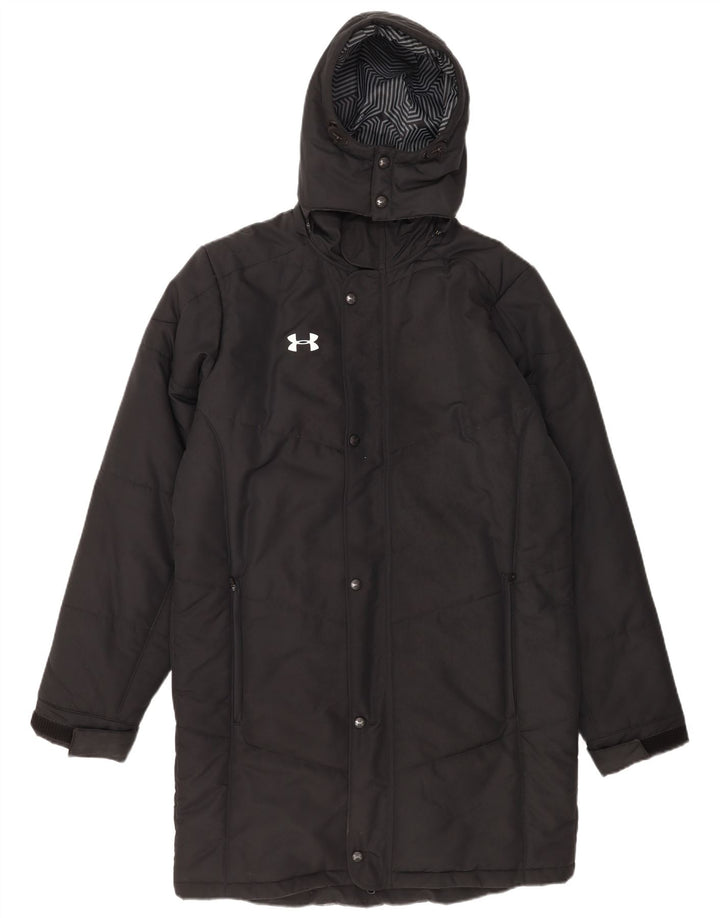 Męski ocieplany płaszcz z kapturem Under Armour Cold Gear UK 38, średni czarny poliester