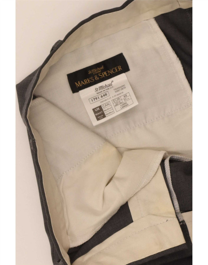 Marks & Spencer Męskie spodnie garniturowe W38 L33 Szara wełna