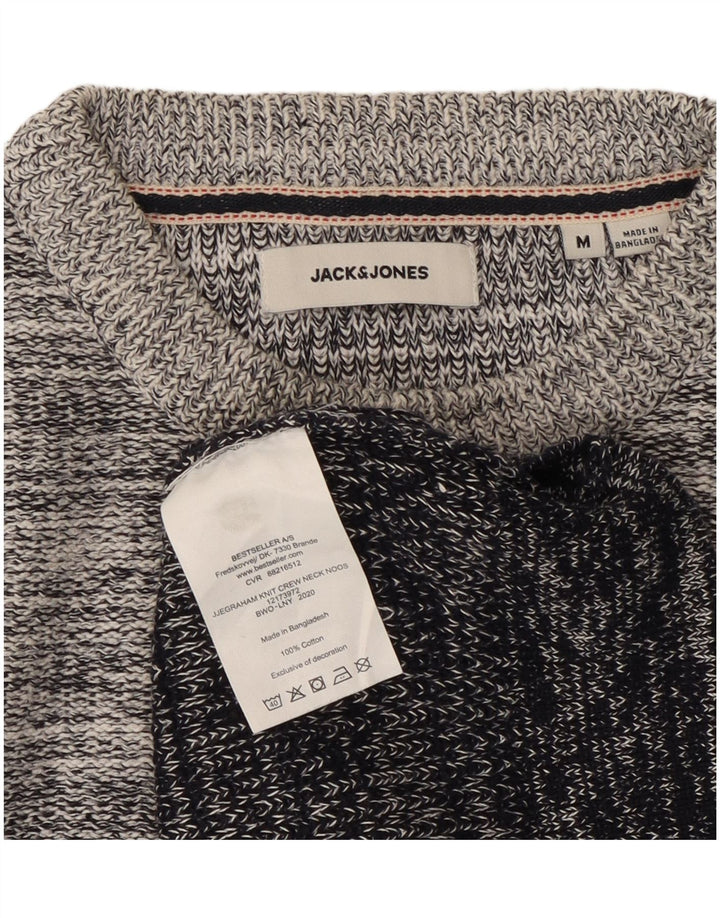Męski sweter Jack & Jones z okrągłym dekoltem, średnioszary, bawełniany w paski