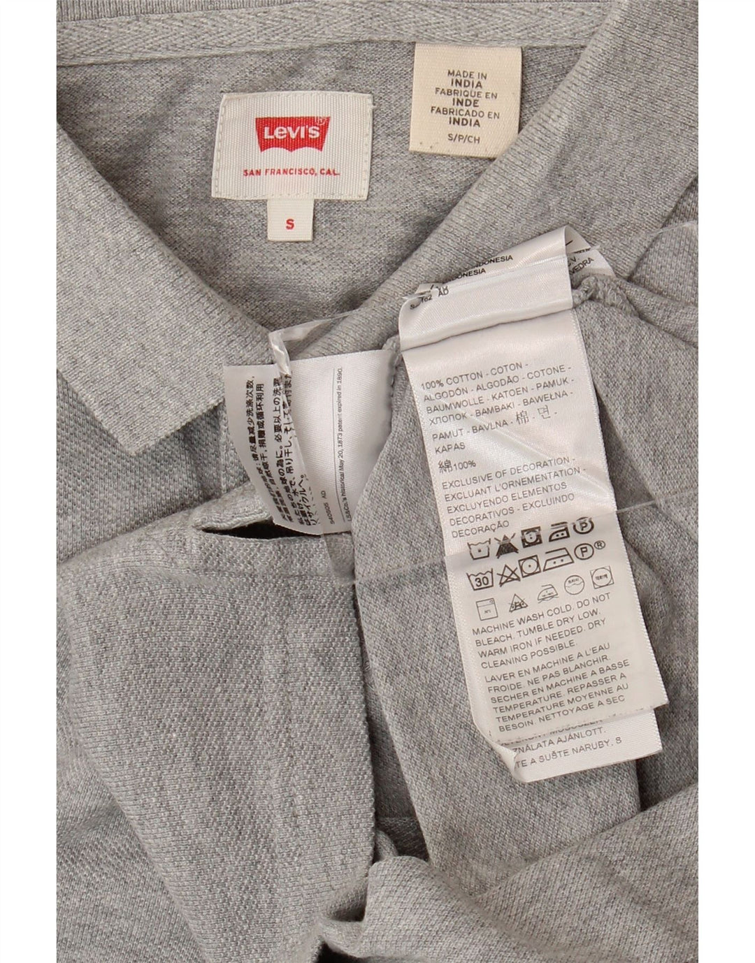 Męska koszulka polo LEVI'S, mała, szara, bawełniana