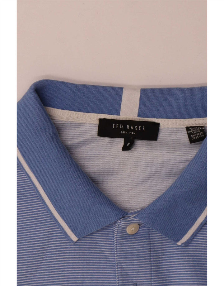 Męska koszulka polo Ted Baker, rozmiar 6, 2XL, poliester w niebieskie paski