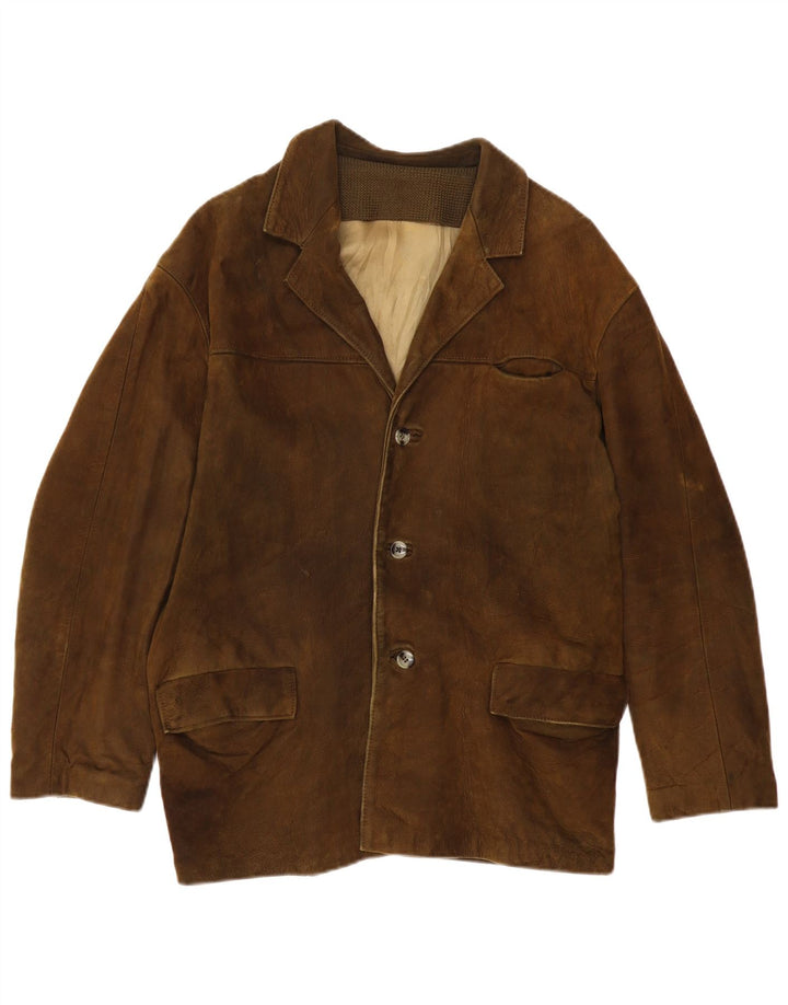 Męska kurtka skórzana VINTAGE UK 38, średnia skóra khaki