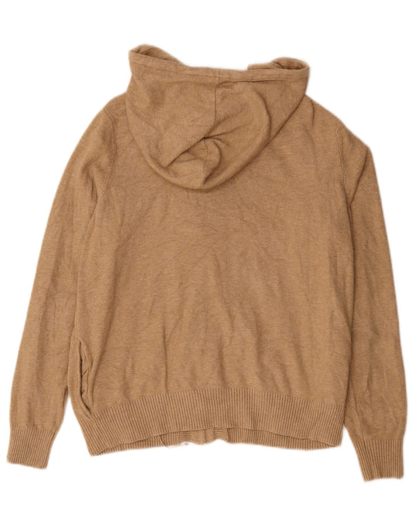 Marks & Spencer Womens Hooded Cardigan Sweater UK 10 Small Beige Viscose