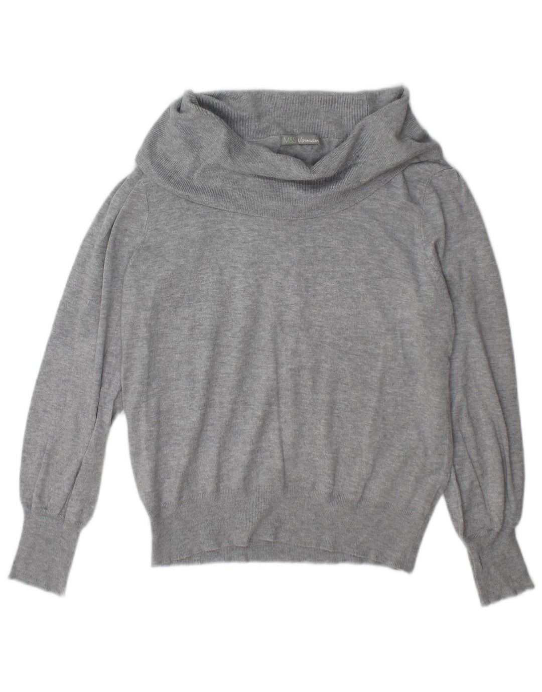 Marks & Spencer Damski sweter z golfem UK 12 Średni szary wiskoza