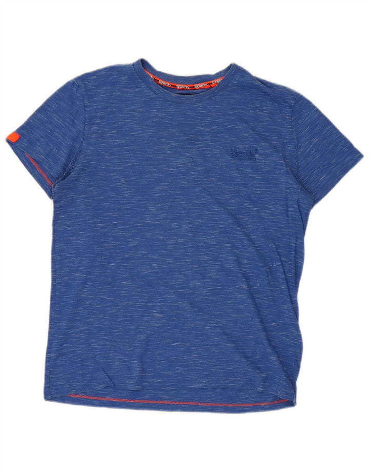SUPERDRY Męski T-shirt Top, duży, niebieski, bawełniany w cętki