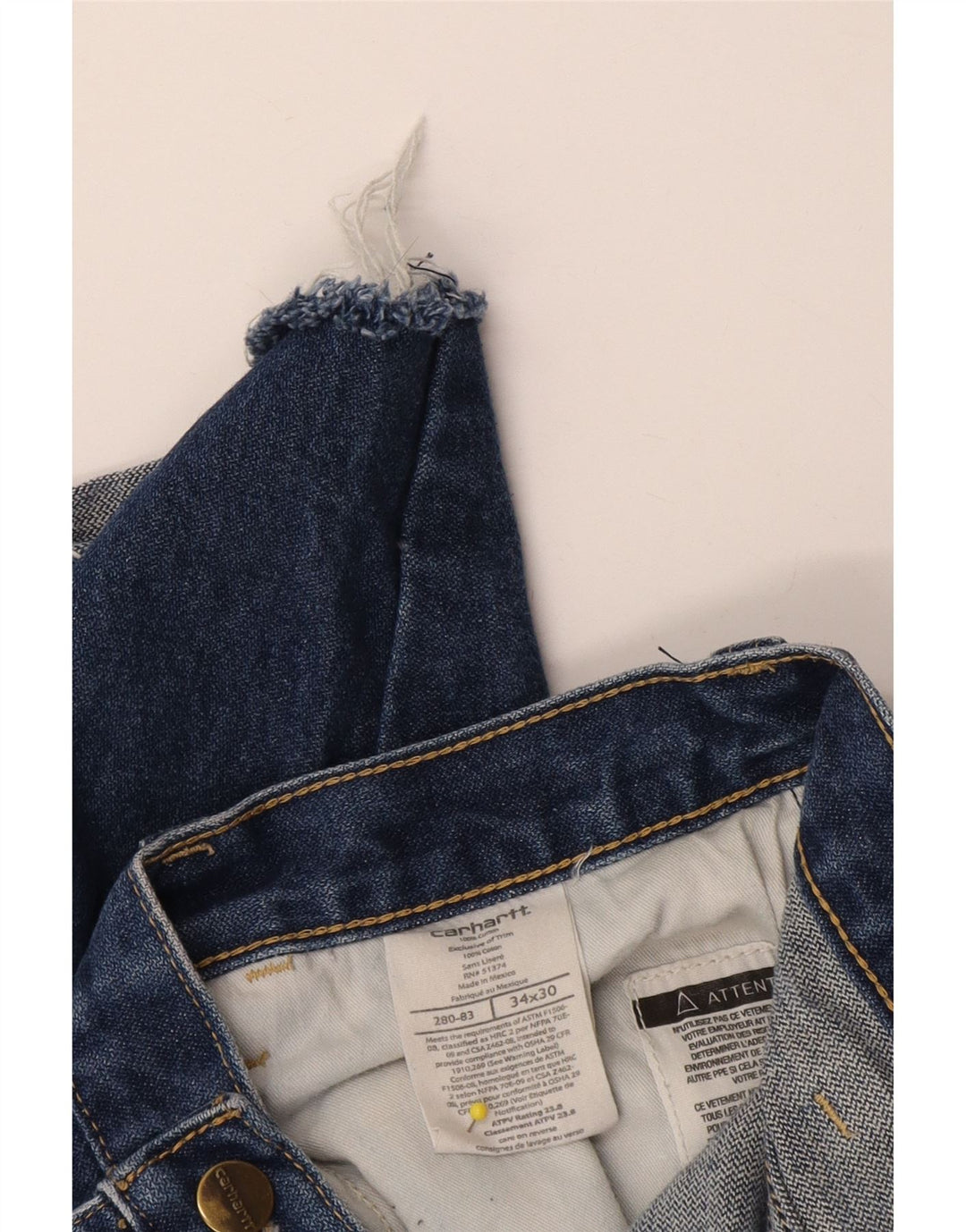 Męskie spodenki jeansowe Carhartt W34, duże, niebieskie, bawełniane