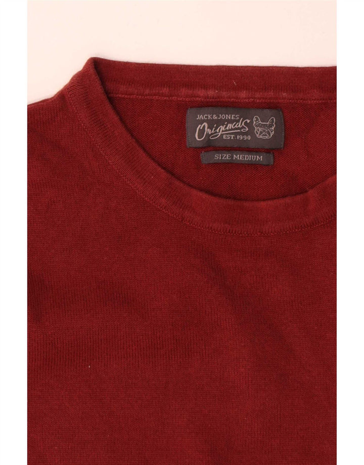 Męski sweter Jack & Jones z okrągłym dekoltem, średnioczerwony, bawełniany