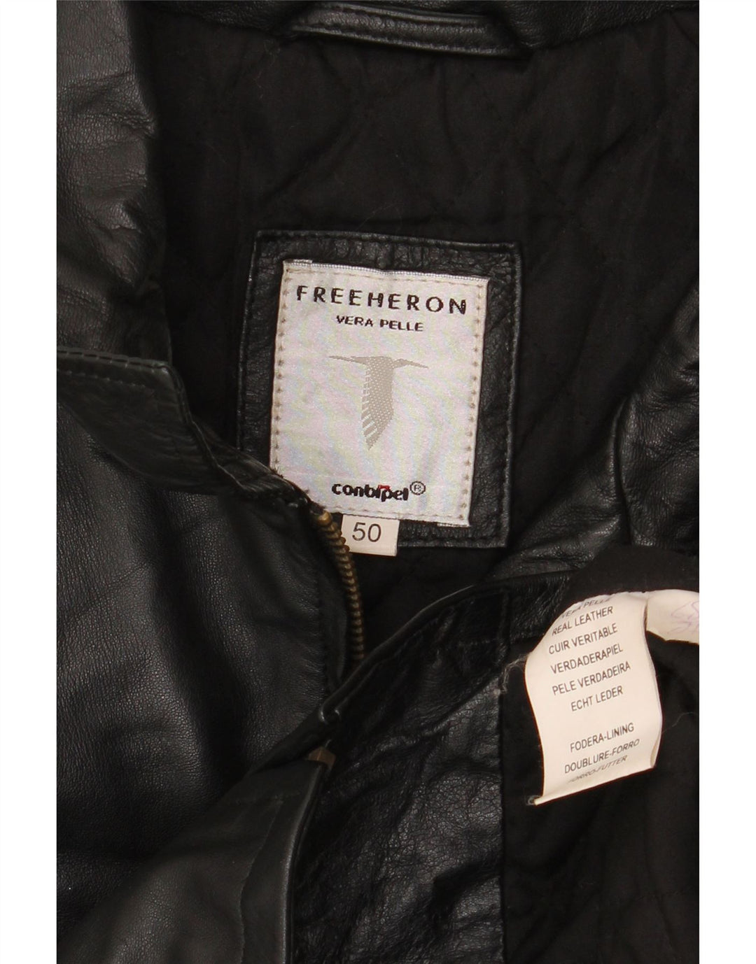 CONBIPEL Męska kurtka skórzana Free Heron IT 50, duża czarna skóra