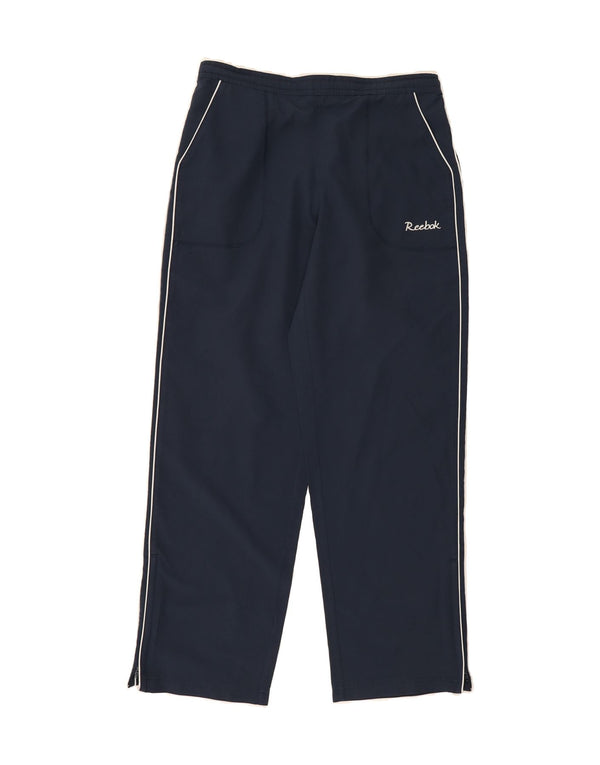 REEBOK Womens Tracksuit Trousers UK 14 Large Navy Blue Polyester