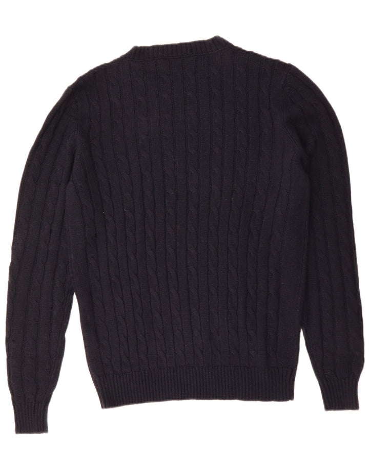 Vintage męski sweter z okrągłym dekoltem, średni granatowy akryl