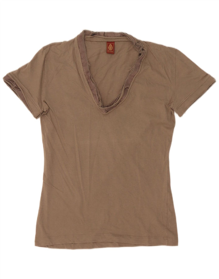 T-shirt damski Dondup Top UK 12, średnia bawełna khaki