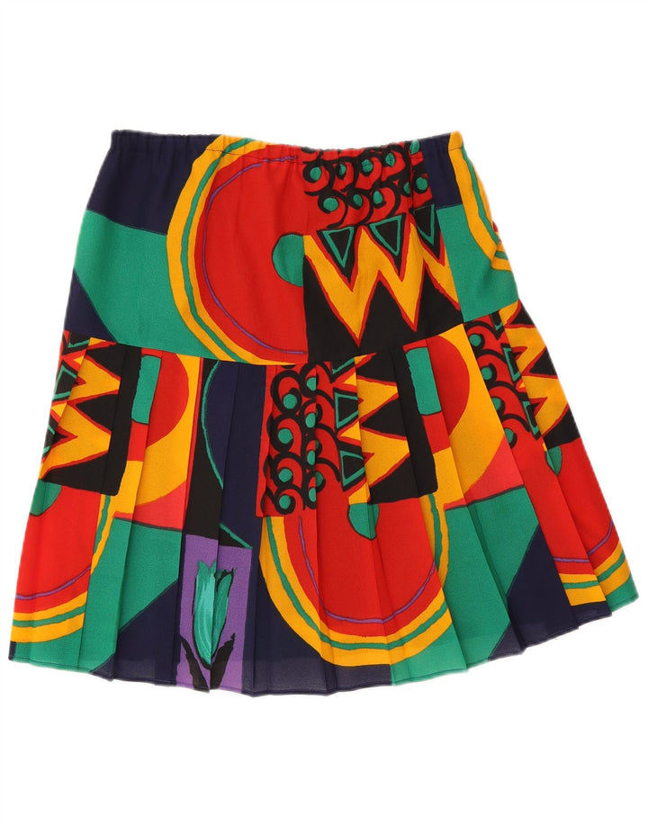 Damska plisowana spódnica w stylu vintage, średnia W30, wielobarwny geometryczny poliester