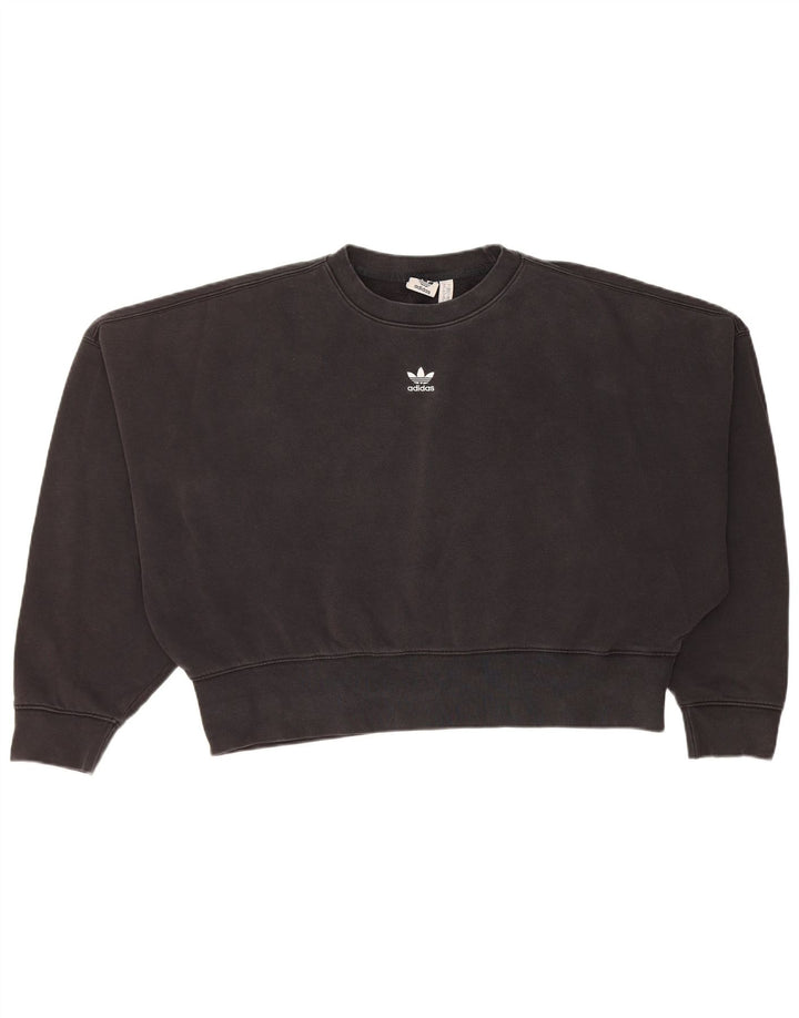 Bluza damska Adidas Crop Oversized Sweter UK 10 Mała czarna bawełna