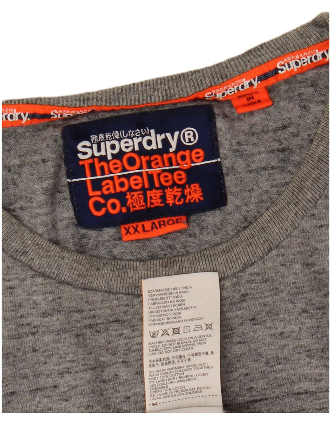 Męski T-shirt z grafiką Superdry, 2XL, szara, bawełniana w plamki
