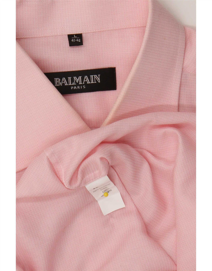 Koszula męska Balmain, rozmiar 41/42, duża, różowa, bawełniana