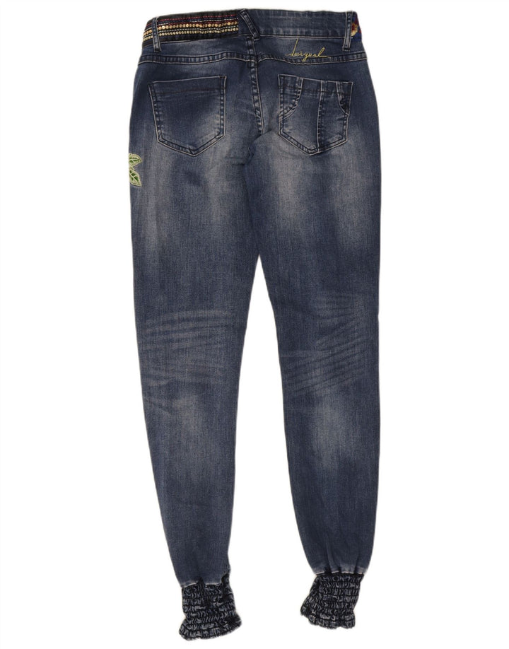 Damskie spodnie joggery Desigual Graphic Slim Jeans W28 L32 Niebieski poliester