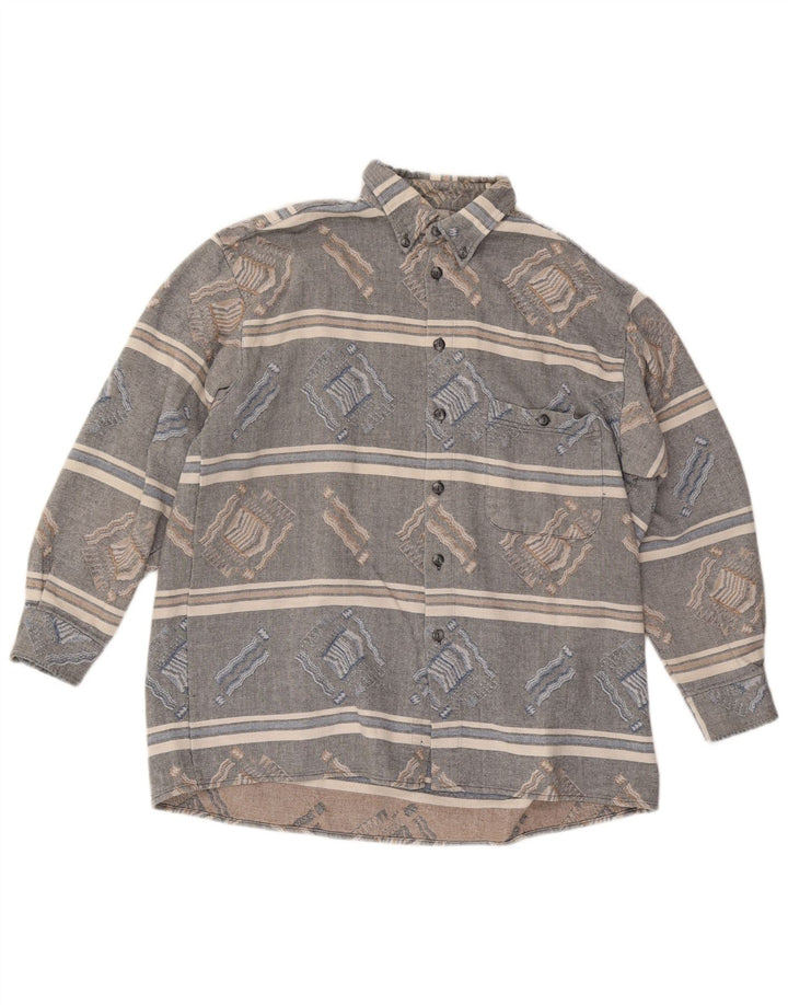 Vintage męska koszula flanelowa w duże szare paski