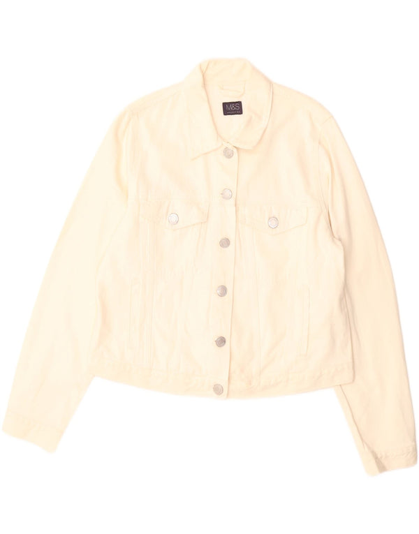 Marks & Spencer Damska kurtka dżinsowa Crop UK 16, duża, złamanej bieli, bawełniana