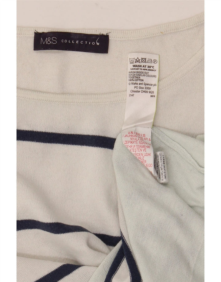 Marks & Spencer Damski top z długim rękawem, UK 8, małe, bawełniane w białe paski