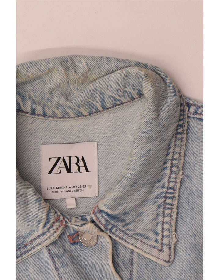 Damska kurtka jeansowa oversize Zara UK 10, mała, niebieska, bawełniana w bloki kolorów