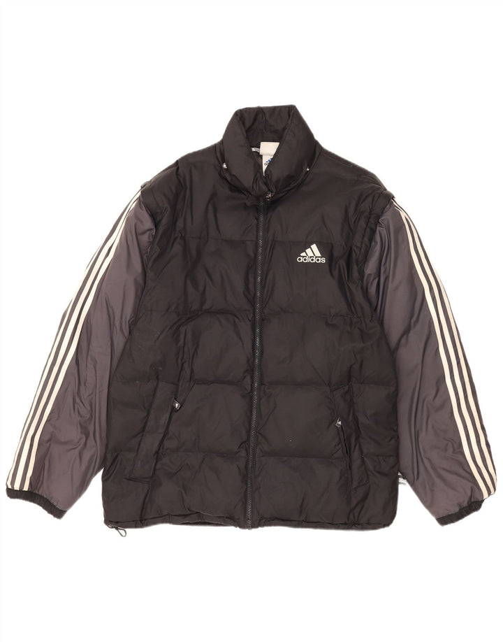 Męska wyściełana kurtka Adidas UK 40/42 Średni czarny poliamid z blokami kolorów