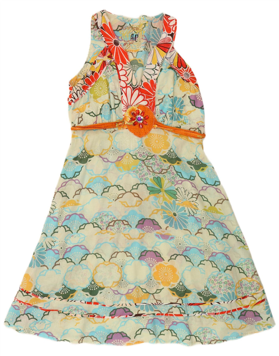 DESIGUAL Damska graficzna sukienka o linii A EU 40 Średnio wielobarwna w kwiaty