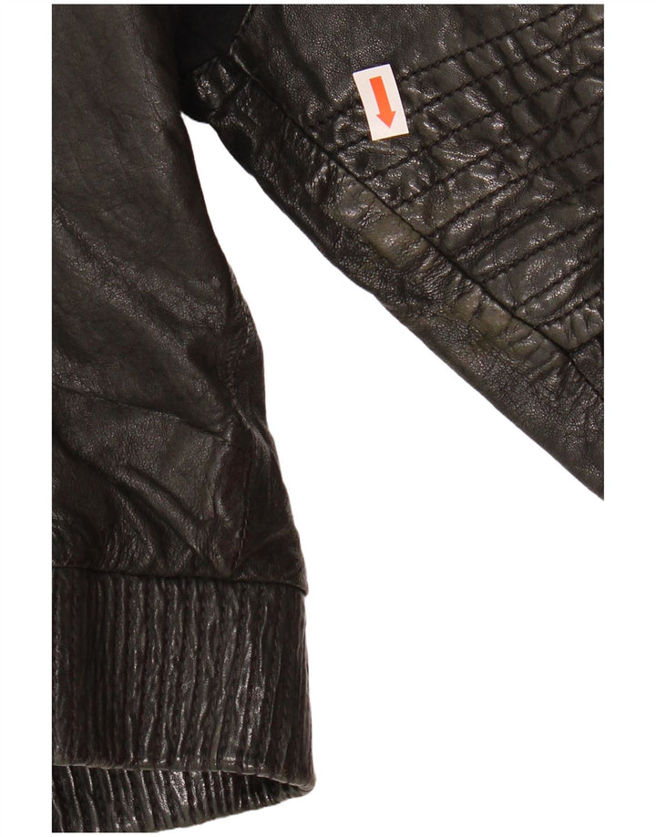 KAREN MILLEN Womens Bomber Bomber Jacket UK 12 Medium Black Leather