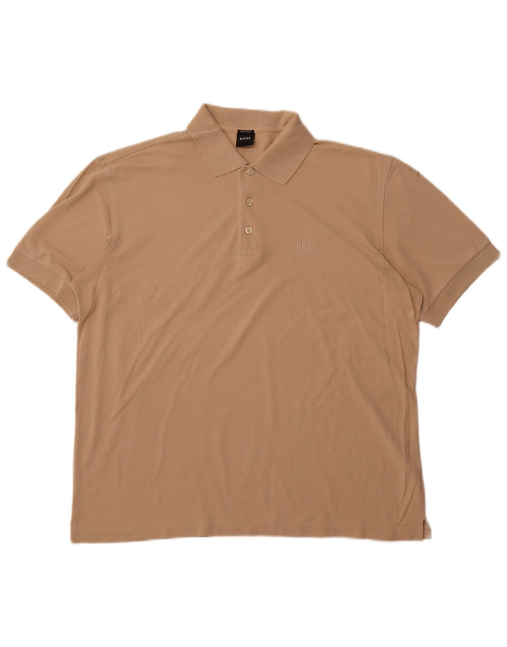 Męska koszulka polo HUGO BOSS, duża, beżowa, bawełniana