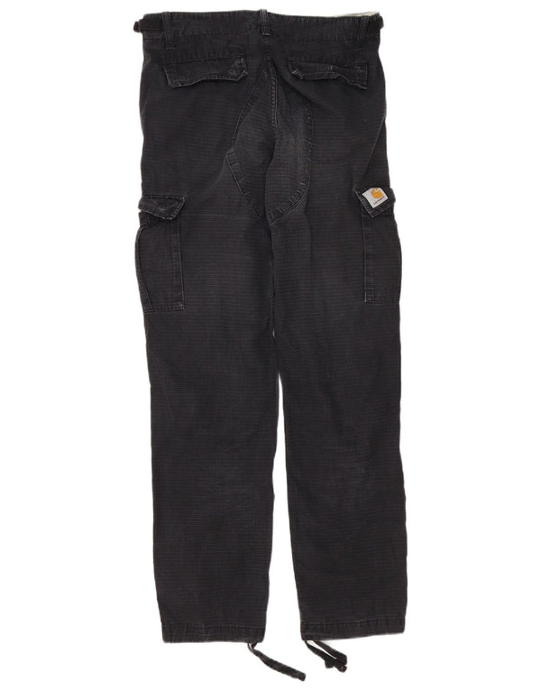 Męskie spodnie Carhartt Straight Cargo W29 L32 Czarna bawełniana kratka