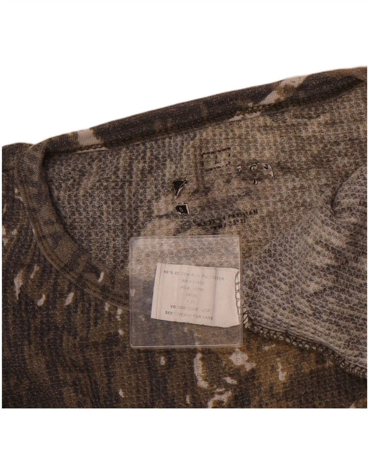 VINTAGE Męski top z długim rękawem, duży, beżowy, bawełniany kamuflaż