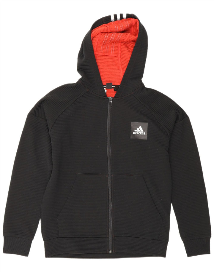 Chłopięcy sweter Adidas z zamkiem błyskawicznym, 13-14 lat, czarny poliester