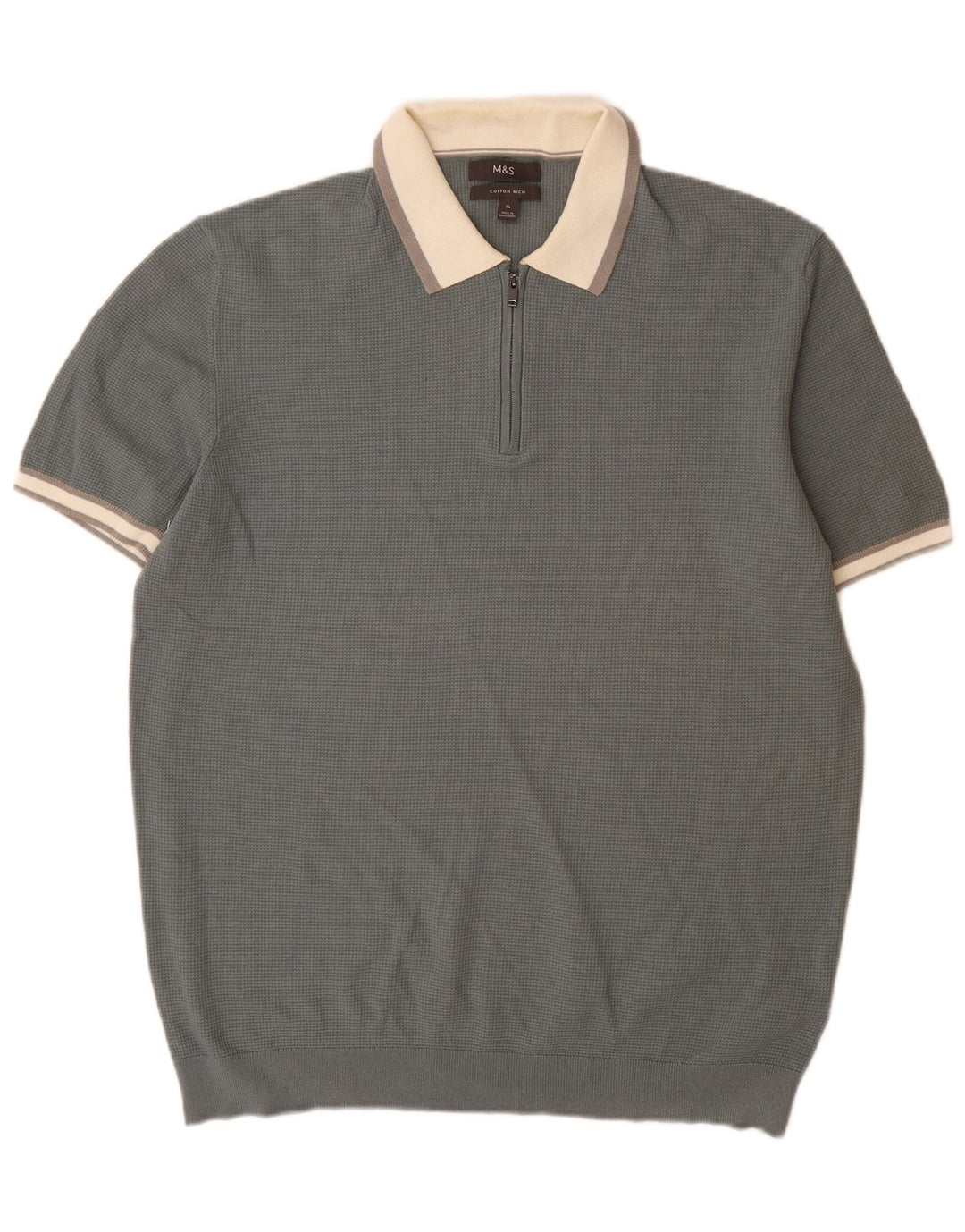 Marks & Spencer Męski sweter polo XL, szary, z blokami kolorów
