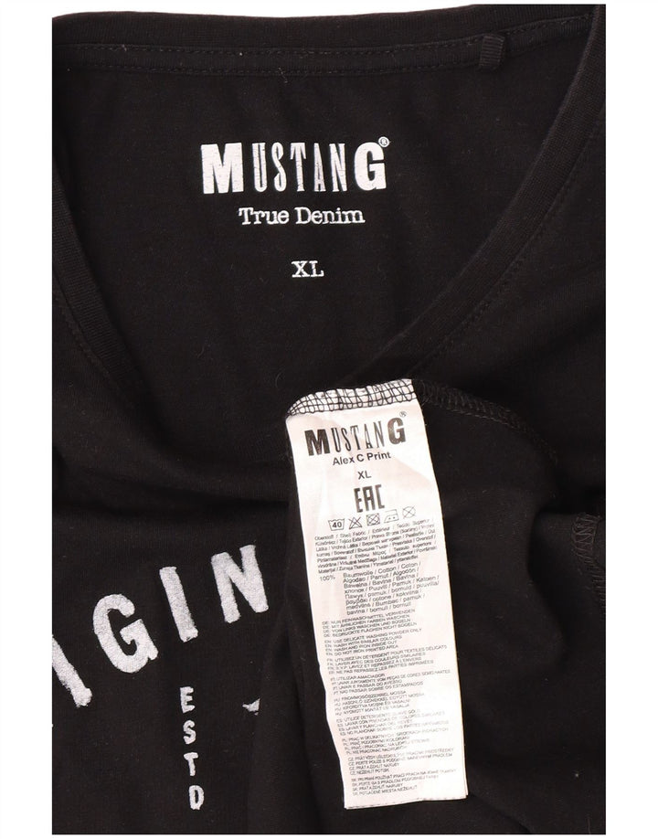 Męska koszulka z grafiką MUSTANG XL, czarna, bawełniana